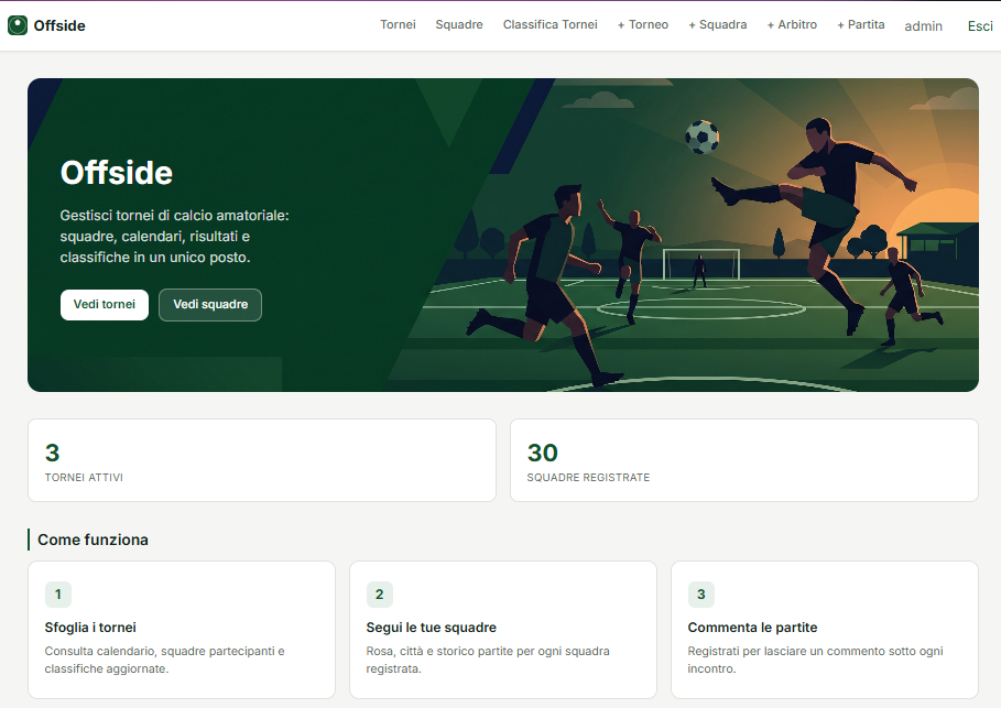 Offside homepage